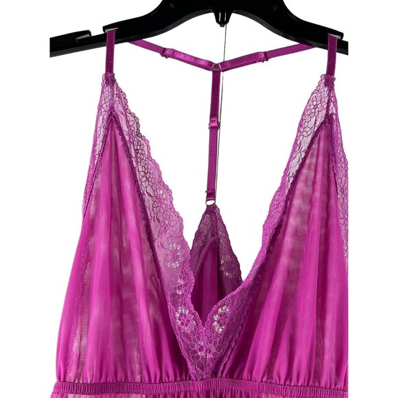 Jessica Simpson Sheer Teddy Bright Pink Lingerie Size Medium - Picture 3 of 11